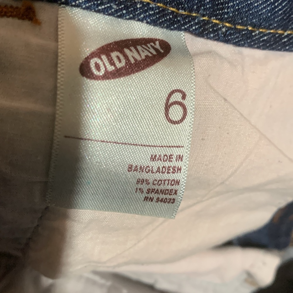 Old Navy Jean Skirt 6 Midi Blue Front Zipper w/Buttons Cotton Spandex Pockets - Picture 12 of 13